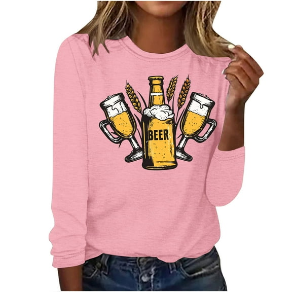 GERsome Women's Casual Long Sleeve Tops Crew Neck Cute Graphic Tunic Tops Pullover