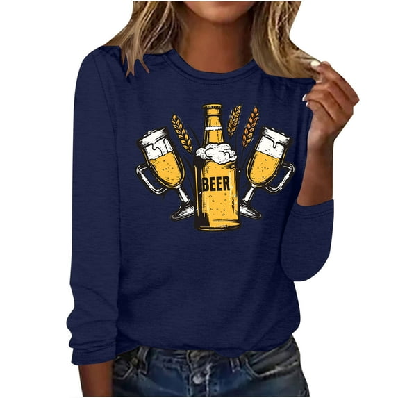 GERsome Women's Casual Long Sleeve Tops Crew Neck Cute Graphic Tunic Tops Pullover