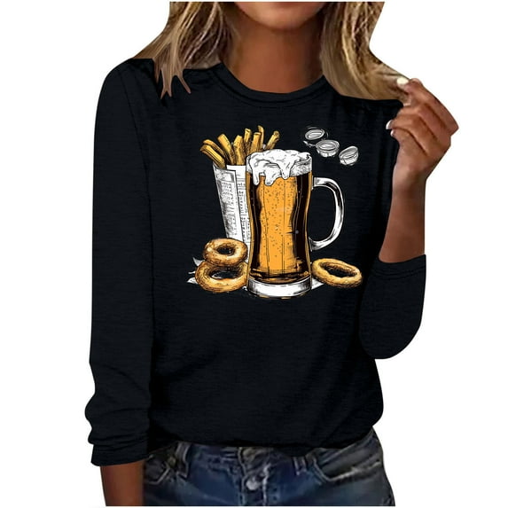 GERsome Women's Casual Long Sleeve Tops Crew Neck Cute Graphic Tunic Tops Pullover