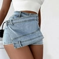 thumbnail image 1 of GERsome Women's Casual Split Hem High Waist Denim Skorts Skirt Shorts, 1 of 6
