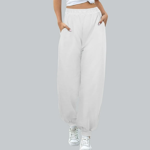 GERsome Women's Casual Sweatpants Loose Drawstring Elastic Waist Cinch Bottom Lounge Pants Lightweight Baggy Sweatpants Joggers with Pockets