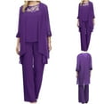 thumbnail image 1 of GERsome Women's Chiffon and Lace 3 Pieces Mother Suit Pants Wedding Guest Party Evening Outfit, 1 of 6