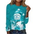 thumbnail image 1 of GERsome Women's Christmas Long Sleeve Shirts Crew Neck Tunic Tops Dressy Cute Xmas Snowman Tees Blouse Loose Fit Pullover (S-XXL), 1 of 4