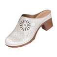 thumbnail image 1 of GERsome Women's Chunky Block Heels Clogs Closed Toe Slip-On Mules Low Flatform Summer Travel Beach Slide Sandals, White Size 8, 1 of 6