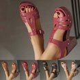 thumbnail image 1 of GERsome Women's Chunky Block Heels Sandals Platform Ankle Strap Open Toe Casual Work Party Summer Beach Sandals, Hot Pink Size 6, 1 of 9