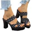 thumbnail image 1 of GERsome Women's Chunky Block Heels Sandals Polka Dot Strap Open Toe Platform Slip-On Dress Shoes for Wedding Party Prom Black Size 9.5, 1 of 9