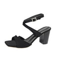 thumbnail image 1 of GERsome Women's Chunky Block Heels Square Open Toe Ankle Strap Sandals Wedding Party Dress Pump Shoes, Black Size 7, 1 of 9