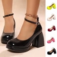 thumbnail image 1 of GERsome Women's Chunky Platform Heels Closed Toe Ankle Strap Block Heel Mary Janes Pumps Shoes, Black Size 5.5, 1 of 9