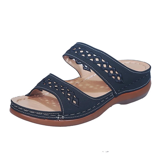 GERsome Women’s Comfortable Open Toe Slip on Wedge Sandals Indoor & Outdoor Slides