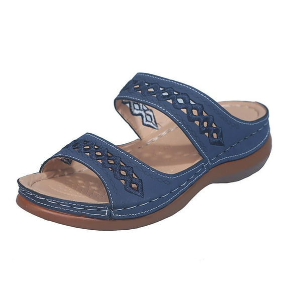 GERsome Women’s Comfortable Open Toe Slip on Wedge Sandals Indoor & Outdoor Slides