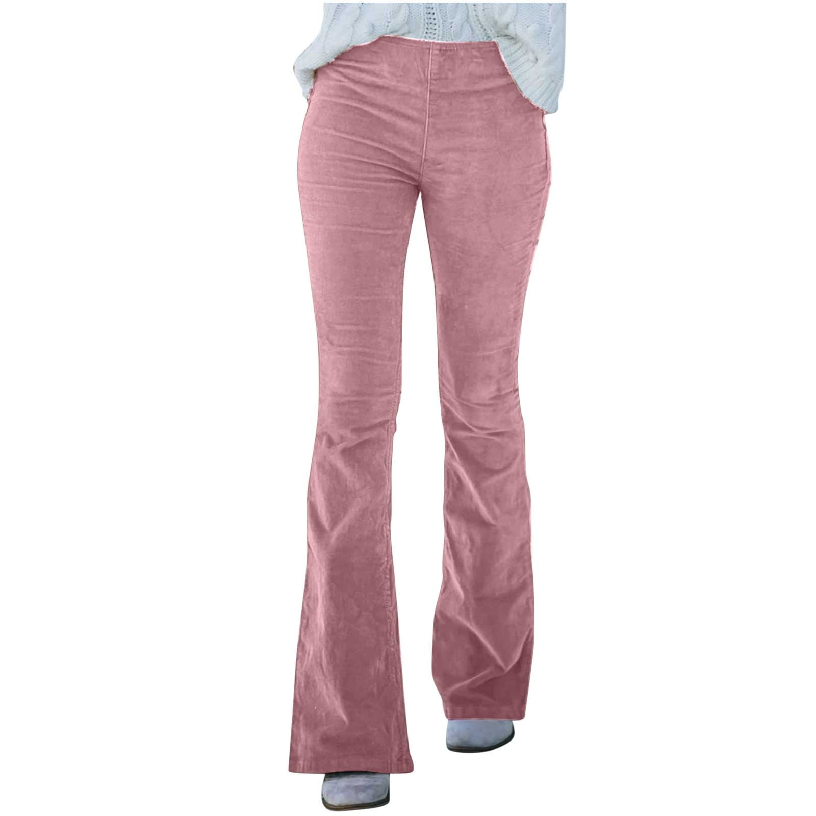 Gersome Womens Corduroy Flare Pants Elastic Waist Bell Bottom Trousers 1607