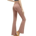 thumbnail image 1 of GERsome Women's Crossover Flare Leggings with Pockets Bootcut High Waisted Yoga Pants Tummy Control Gym Workout Work Pants, 1 of 4
