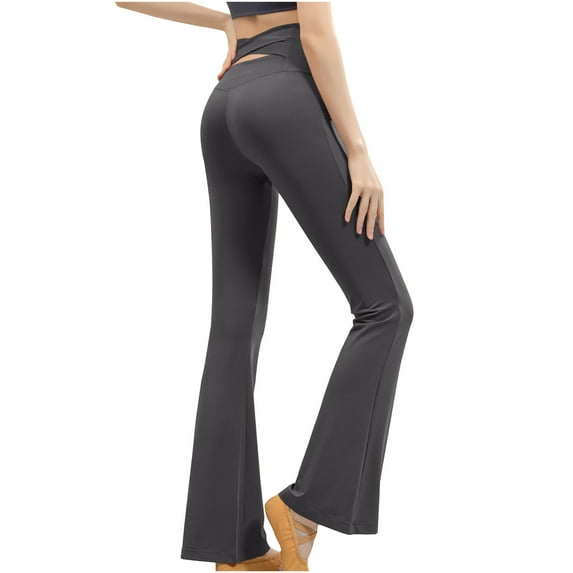 GERsome Women's Crossover Flare Leggings with Pockets Bootcut High Waisted Yoga Pants Tummy Control Gym Workout Work Pants