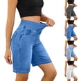 thumbnail image 1 of GERsome Women's Denim Shorts Knee Length High Rise Bermuda Jean Shorts with Pockets Blue Size 2XL, 1 of 9