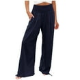 thumbnail image 1 of GERsome Women's Elastic High Waisted Palazzo Pants Casual Wide Leg Long Lounge Pant Trousers with Pocket, 1 of 8