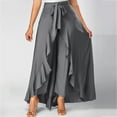 thumbnail image 1 of GERsome Women's Elastic Waist Asymmetrical High Low Flared Maxi Skirt, 1 of 8