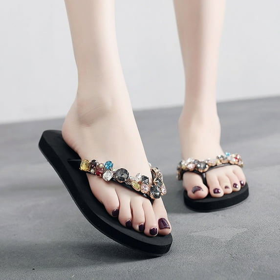GERsome Women's Fashion Rhinestones Design Bohemian Slides Sandals