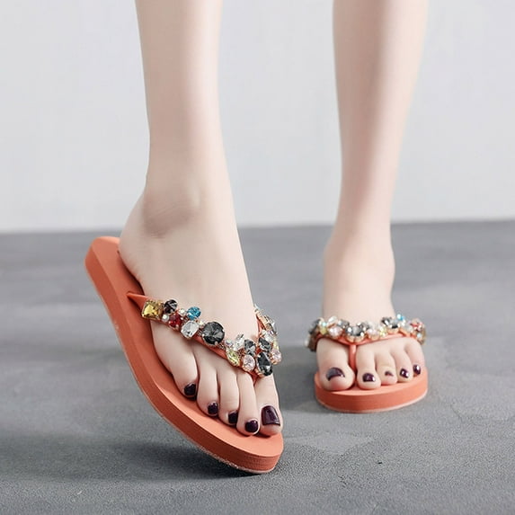 GERsome Women's Fashion Rhinestones Design Bohemian Slides Sandals