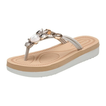 GERsome Women's Flat Sandals Fashion Slides Flip Flops Open Toe Slip On Dressy Shoes