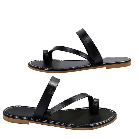 GERsome Women's Flat Sandals Fashion Slides Retro Flip Flops Sandals Open Toe Slip On Dressy Shoes