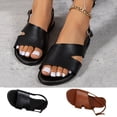 thumbnail image 1 of GERsome Women's Flat Sandals Open Toe Slip On Summer Beach Sandals Adjustable Buckle Slingback Slides, Black Size 5.5, 1 of 9