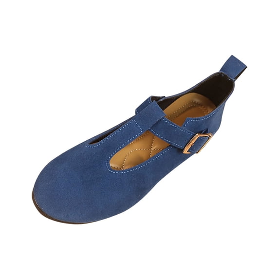 GERsome Women's Flats Shoes Closed Toe Slip-On Ankle Strap Comfort Mary Jane Ballet for Dressy Party Wedding Work, Blue Size 8.5