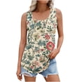 thumbnail image 1 of GERsome Women's Floral Tank Tops Summer Pleated Crewneck Sleeveless Tunic Flowy Loose T-Shirts S-5XL, 1 of 6