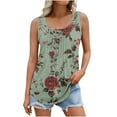 thumbnail image 1 of GERsome Women's Floral Tank Tops Summer Pleated Crewneck Sleeveless Tunic Flowy Loose T-Shirts S-5XL, 1 of 6