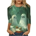 thumbnail image 1 of GERsome Women's Halloween 3/4 Sleeve Shirts Elbow Crew Neck Womens Tee Shirts Plus Size Half Sleeve Halloween Graphic Tops Clearance Blouse for Women Size XL, 1 of 5