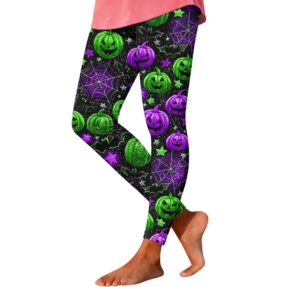 GERsome Women's Halloween Leggings Cute Ghost Print High Waisted Stretchy Novelty Tights Pants for Party Size M