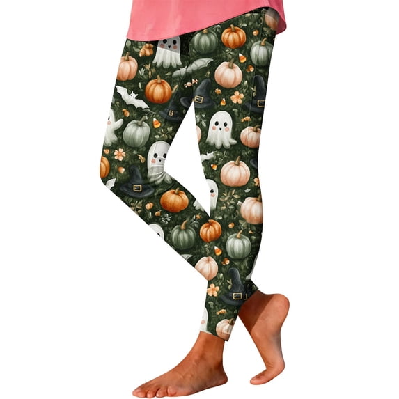 GERsome Women's Halloween Leggings Cute Ghost Print High Waisted Stretchy Novelty Tights Pants for Party Size M
