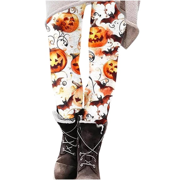 GERsome Women's Halloween Leggings High Waist Slim Fit Stretchy Pants for Party Novelty Halloween Print Size 2XL