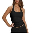 thumbnail image 1 of GERsome Women's Halter Tank Tops Backless Square Neck Solid Color Workout T Shirts Trendy Going Out Tops S-2XL, 1 of 8