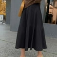 thumbnail image 1 of GERsome Women's High Waist A-line Flared Long Skirt Winter Fall Midi Knit Skirt, 1 of 9