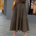 thumbnail image 1 of GERsome Women's High Waist A-line Flared Long Skirt Winter Fall Midi Knit Skirt, 1 of 9