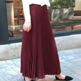thumbnail image 1 of GERsome Women's High Waist Pleated Skirt A line Swing Midi Skirt, 1 of 6
