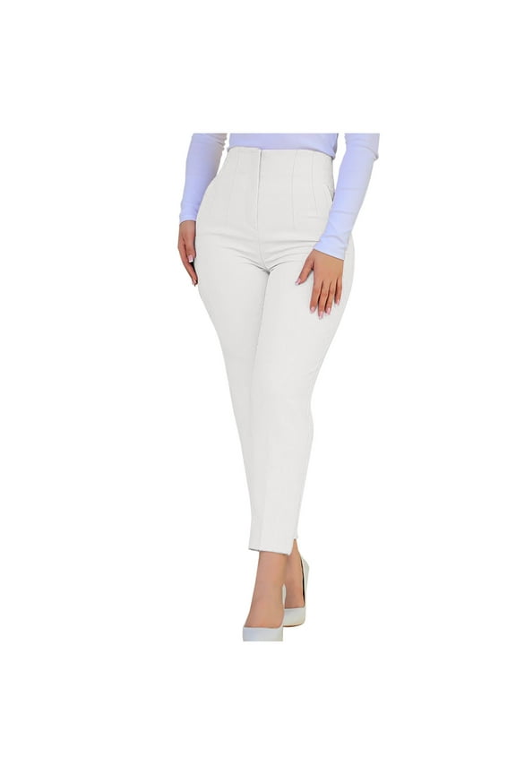 Women's High Waist Skinny Pants Pull-On Trousers Stretchy Office Pants with Tummy Control Butt Lifting and Pockets