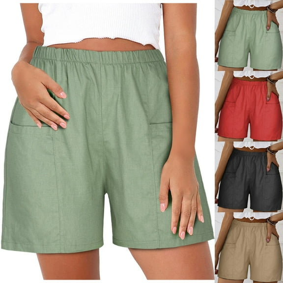 GERsome Women's Hiking Cargo Shorts Quick Dry Athletic Shorts for Camping Travel Walking Yoga with Pockets Summer Lightweight Elastic Waisted Short Pants Green L