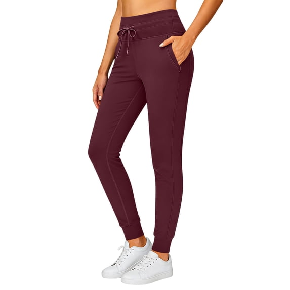 GERsome Women's Joggers High Waist Athletic Yoga Pants with Pockets Gym Yoga Running Sweatpants,Wine,Size 2XL