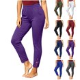 thumbnail image 1 of GERsome Women's Leggings Floral Lace Ankle Trim Slim Fit High Waisted with Pockets Casual Athletic Work Pants, 1 of 6