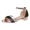 thumbnail image 1 of GERsome Women's Low Block Heels Sandals Open Toe Ankle Strap Chunky Pumps Dress Shoes for Party Wedding, Black Size 8.5, 1 of 8