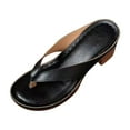 thumbnail image 1 of GERsome Women's Low Block Heels Thong Sandals Slip-On Open Toe Flip-Flops Summer Travel Party Wedding Chunky Heels Mules, Black Size 6.5, 1 of 4