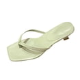 thumbnail image 1 of GERsome Women's Low Heels Thong Sandals Slip-On Square Open Toe Flip-Flops Summer Travel Party Wedding Stiletto Heels, Khaki Size 7, 1 of 4