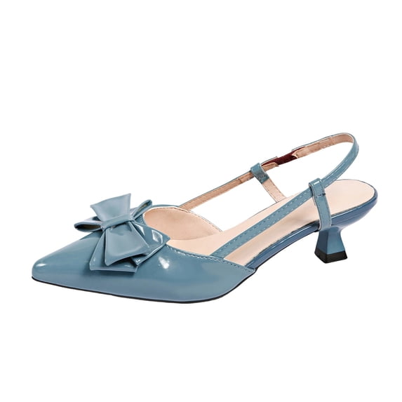 GERsome Women's Low Stiletto Heels Sandals Closed Pointy Toe Slip-On Slingback Wedding Party Dress Shoes, Sky Blue Size 7.5