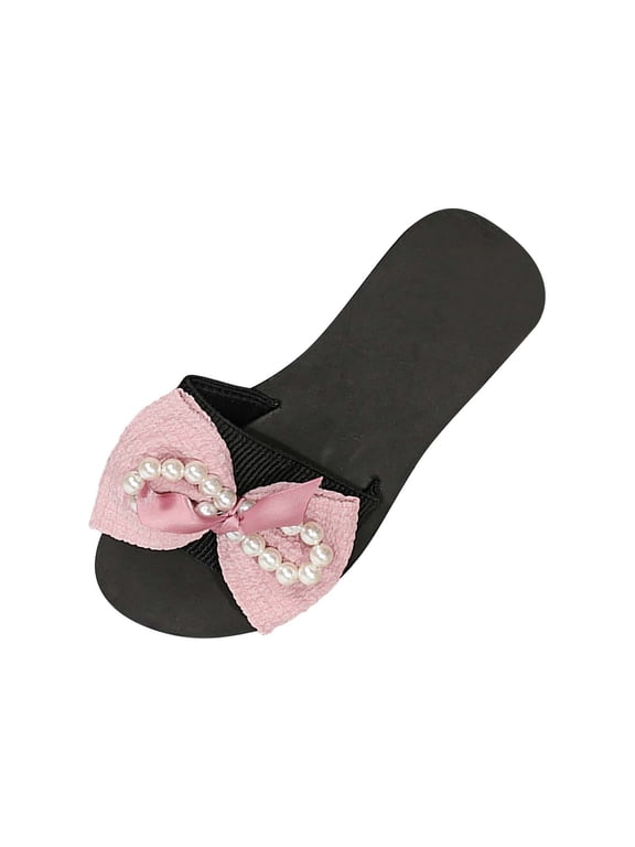 Women's Open Toe Flat Sandals Bow Knot Slides EVA Summer Slippers