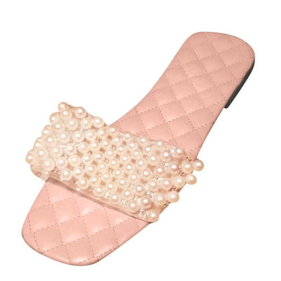 GERsome Women's Open Toe Flat Sandals Rhinestone Casual Fashion Slippers Summer Beach Slip on Slipper Sandal