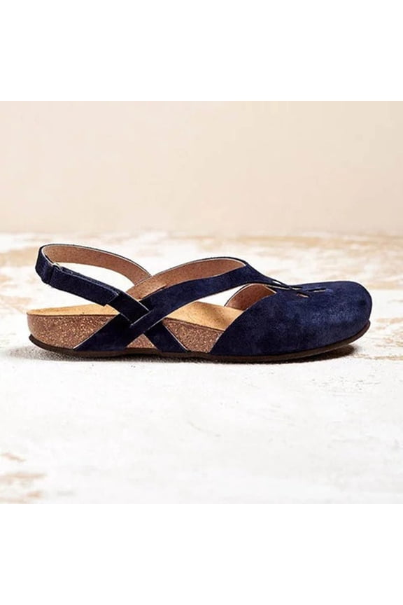 Women's PU Closed Toe Sandals Vintage Anti-Slip Rome Sandals with Ankle Strap Gladiator Outdoor Hollow Out Sandals