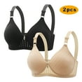 thumbnail image 1 of GERsome Women's Pack of 2 Assorted Color Push Up Wireless Bra Padded T Shirt Bras No Underwire Plunge Bralette Full Coverage 2PC#Black/Beige XL, 1 of 4