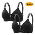 thumbnail image 1 of GERsome Women's Pack of 2 Assorted Color Push Up Wireless Bra Padded T Shirt Bras No Underwire Plunge Bralette Full Coverage 2PC#Black XL, 1 of 4