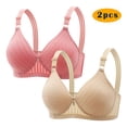 thumbnail image 1 of GERsome Women's Pack of 2 Assorted Color Push Up Wireless Bra Padded T Shirt Bras No Underwire Plunge Bralette Full Coverage 2PC#Pink/Beige S, 1 of 4